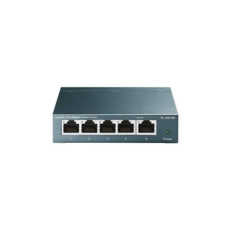 TP-Link TL-SG105 - Switch gigabit 5 Puertos 10/100/1000 Switch ethernet, Indicador del Estado, Acero Inoxidable con Super disipa