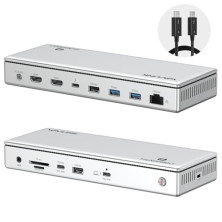 WAVLINK Dock Thunderbolt 4 13 en 1, 96W PD, 8K / Triple 4K, 2 Puertos TBT4, 2 Puertos HDMI, 4 Puertos USB-A, USB-C 10 Gbps, Ethe