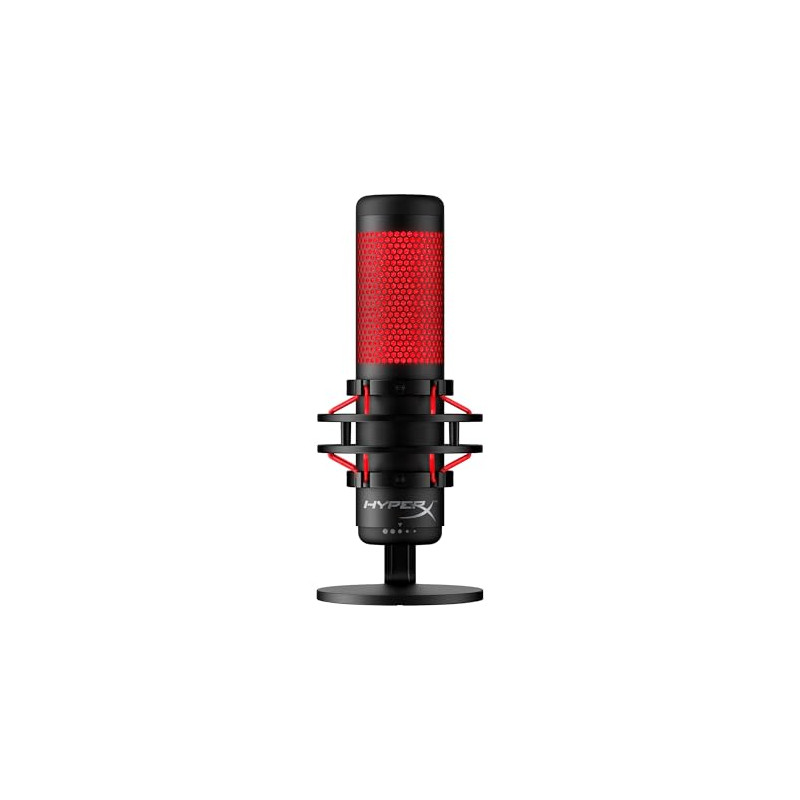 HyperX QuadCast - Micrófono de condensador USB, soporte de choque antivibración, cuatro patrones polares, filtro pop, control de