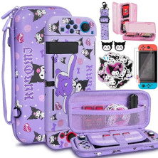 TIKOdirect Funda de transporte para Nintendo Switch, bonita bolsa de viaje portátil en diseño actualizado de 7 en 1, Púrpura K, 