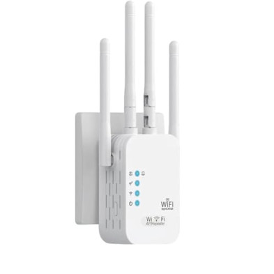 WiFi Repeater, 1200Mbps Amplificador Señal Repetidor Doble Banda 2.4G/5G con 4 Antenas, Wifi Amplifier Extensor con 3 Modos(Repe