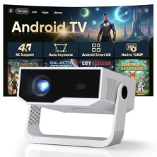 [Apps integradas & 2026 Upgraded] Proyector 4K Portátil,1080P Nativo, Android TV, WiFi6 Bluetooth 5.4, Enfoque y Corrección Trap