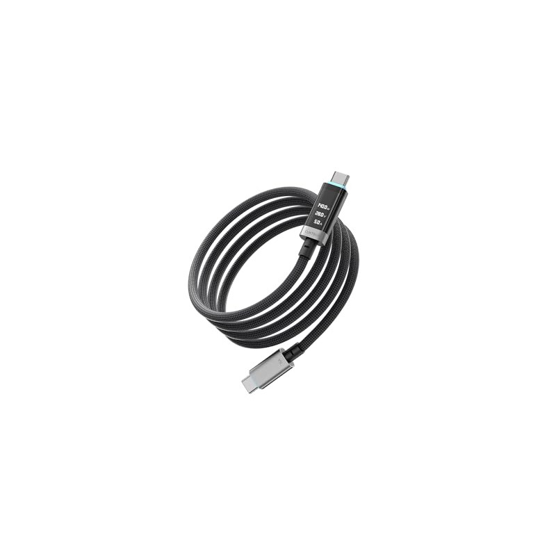 CUKTECH Cable USB C a USB C de 240 W con pantalla OLED (1 paquete, 2 m), cable USB-C de carga rápida PD 3.1 de 6 A, cargador tip