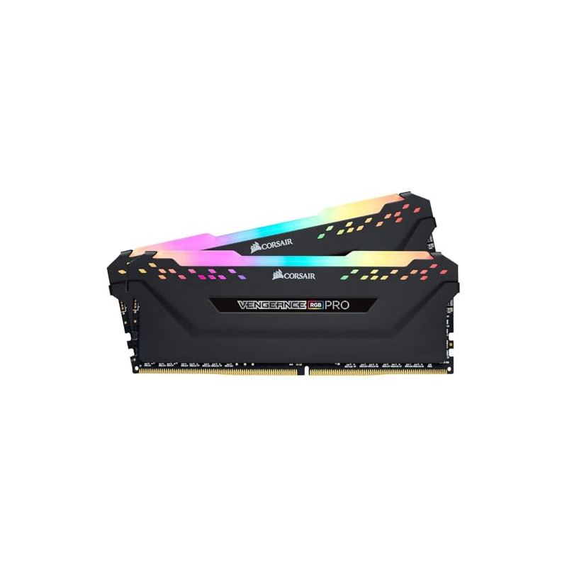 Corsair Módulo de Memoria de Alto Rendimiento 16GB, DDR4 hasta 3200MHz XMP 2.0 CL16, Iluminación LED RGB, Negro, 2 x 8GB