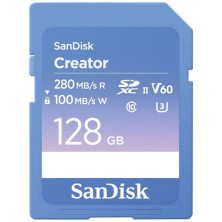 SanDisk Creator Tarjeta SD UHS-II 128 GB (para DSLR y Mirrorless-Cámaras, 6K Video, V60, UHS-II, Velocidades hasta 280 MB/s, Res