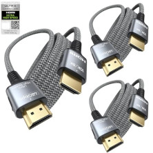 Cable HDMI certificado de 6 pies, cable HDMI 2.1 8K para cine en casa, 48 Gbps con eARC y 8K a 60Hz, cable HDMI blindado para ba