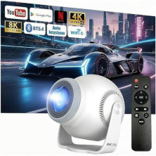Mini Proyector con 4K & 8K 1080P, Proyector Portátil con Android 14 5G WiFi 6 y Bluetooth 5.4, Rotación de 270°, HDMI/USB/DC, 8 