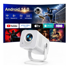 Proyector Portátil【Android 14.0 & App Integrada】 Proyector 4K/1080P Soporte Tiro Corto, Auto Keystone, WiFi 6 Bluetooth 5.4, TOP