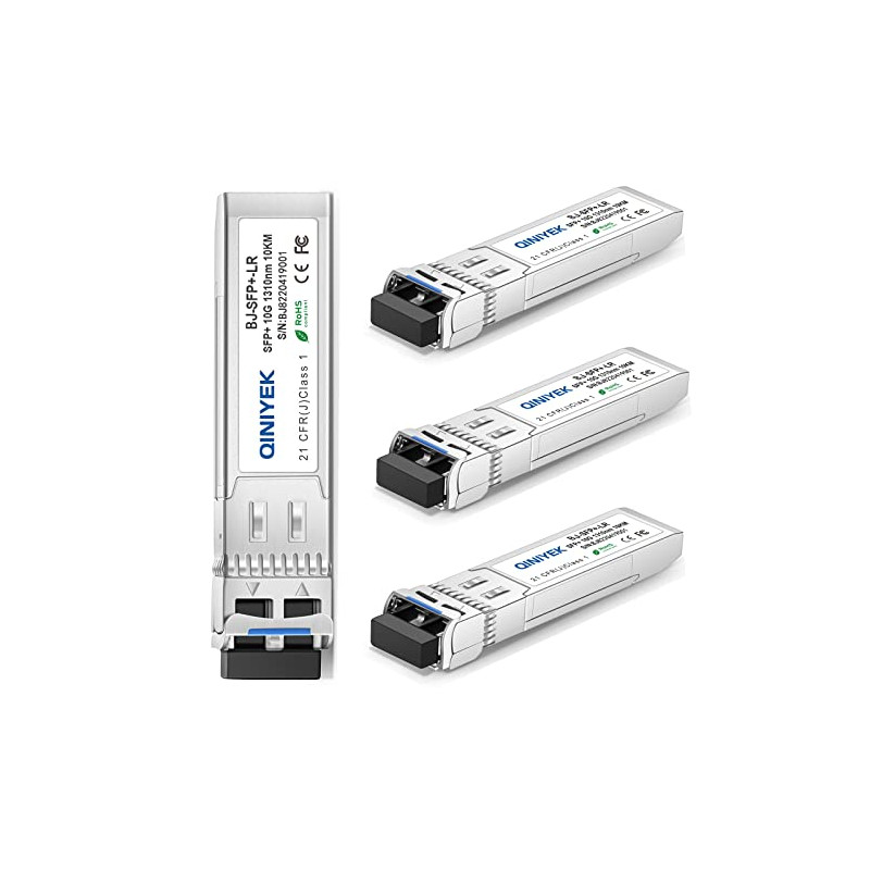 QINIYEK 10GBase-LR SFP+ Transceptor, 10G Módulo SFP+ LC monomodo para Cisco SFP-10G-LR, Ubiquiti UF-SM-10G,Meraki MA-SFP-10GB-LR