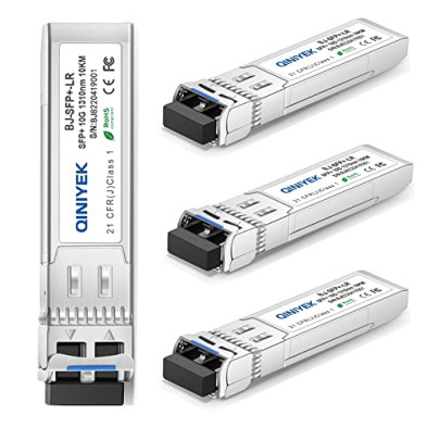 QINIYEK 10GBase-LR SFP+ Transceptor, 10G Módulo SFP+ LC monomodo para Cisco SFP-10G-LR, Ubiquiti UF-SM-10G,Meraki MA-SFP-10GB-LR