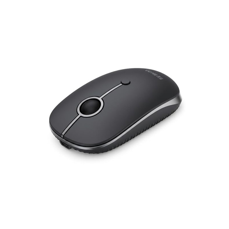 MOU001 Ratón Bluetooth, Conexión USB + Doble Bluetooth para 3 Dispositivos, Ratón Inalámbrico con 3 Niveles de dpi hasta 2400, B