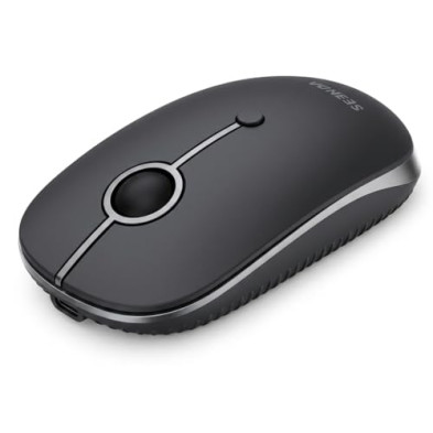 MOU001 Ratón Bluetooth, Conexión USB + Doble Bluetooth para 3 Dispositivos, Ratón Inalámbrico con 3 Niveles de dpi hasta 2400, B