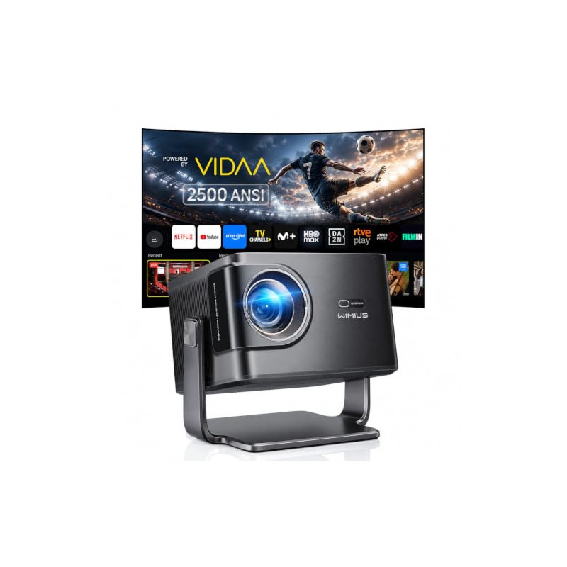 Proyector 4K | 2500 ANSI Ultra Brillante | VIDAA OS Rápido y Fluido | Dolby Audio 56W | Proyector Exterior para Cine Jardín, FHD