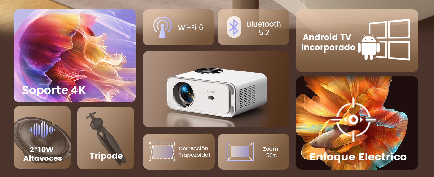 Proyector WiFi Bluetooth Full HD 1080P